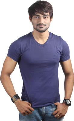 

Spur Solid Men' V-neck Blue T-Shirt, Marine