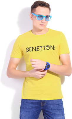 

United Colors of Benetton. Solid Men's Round Neck Yellow T-Shirt, 908