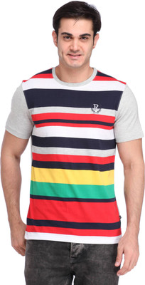 

Rockhard Striped Men's Round Neck Grey T-Shirt