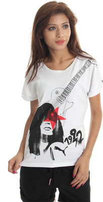 

Puma Printed Women's Round Neck White T-Shirt