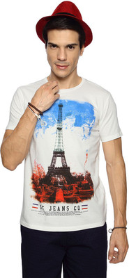

SF Jeans by Pantaloons Graphic Print Men's Round Neck White T-Shirt, Off white