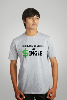 

Campus Sutra Printed Men Round Neck Grey T-Shirt