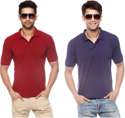 

Gritstones Solid Men's Polo Neck Blue, Maroon T-Shirt(Pack of 2), Maroon;navy