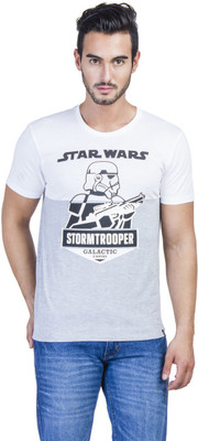 

Star Wars Printed Men' Round Neck White T-Shirt, White / grey melang