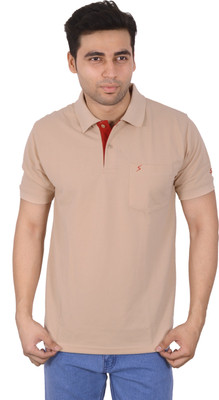 

Studio Nexx Solid Men's Polo Neck Beige T-Shirt, Cream