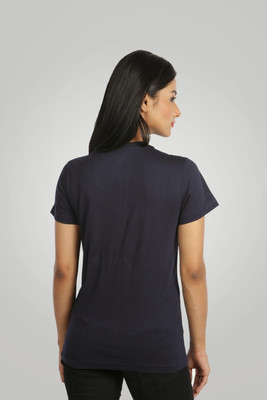 

Campus Sutra Printed Women's Round Neck Blue T-Shirt