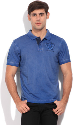 

Wrangler Solid Men's Polo Neck Blue T-Shirt, Blue aster