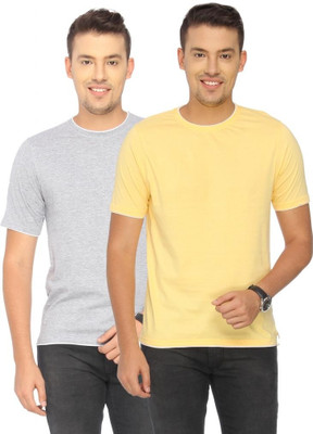 

Campus Sutra Solid Men Round Neck Grey, Yellow T-Shirt(Pack of 2)