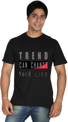 

Trendster Printed Men's Round Neck Black T-Shirt