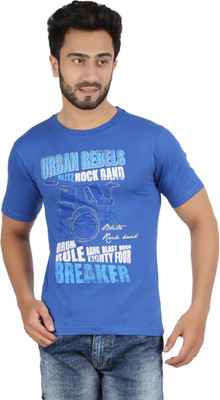 

Checkers Bay Printed Men's Round Neck Blue T-Shirt