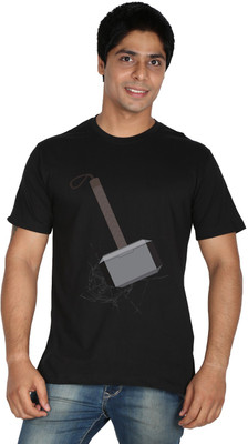

Trendster Printed Men' Round Neck Black T-Shirt