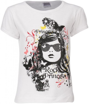 

Gkidz Girls Printed T Shirt(Multicolor, Black