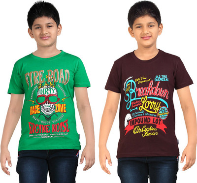 

FabTag - Dongli Boys Printed T Shirt(Brown, Pack of 2, Combo color