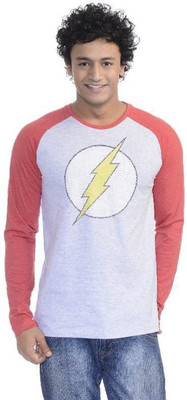

DC Comics Printed Men's Round Neck Grey T-Shirt, Grey melange;poinse