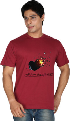 

Trendster Printed Men' Round Neck Maroon T-Shirt