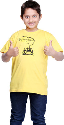 Clotone Boys Printed T Shirt(Yellow, Pack of 1)