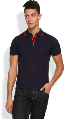 

Arise Solid Men' Polo Neck Dark Blue T-Shirt, Navy