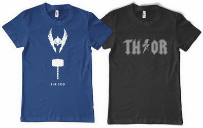 

Rawpockets Graphic Print Men' Round Neck Blue, Black T-Shirt(Pack of 2, Black;blue