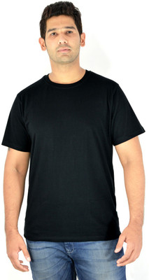

Komnil Solid Men's Round Neck Black T-Shirt