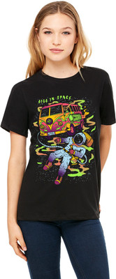 

Monzter Popcornz Graphic Print Women's Round Neck Black T-Shirt