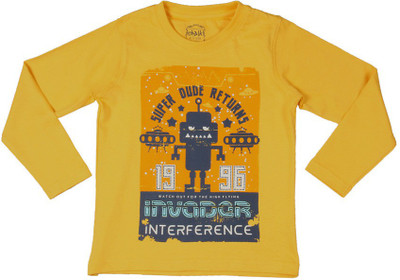 

Chalk by Pantaloons Boys Printed T Shirt(Gold, Pack of 1, Gold yellow