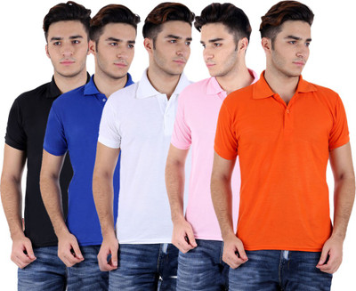 

Sanvi Traders Solid Men Polo Neck Multicolor T-Shirt(Pack of 5