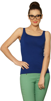 

Miss Chase Solid Women's Fashion Neck Dark Blue T-Shirt