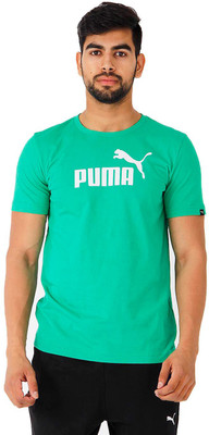 

Puma Solid Men's Round Neck Green T-Shirt, Bright green