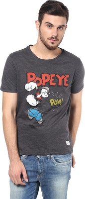 

Henry and Smith Printed Men's Round Neck Grey T-Shirt, Charcoal grey