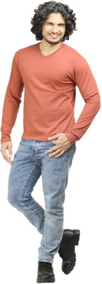 

Oviyon Solid Men' V-neck Maroon T-Shirt, Marsala