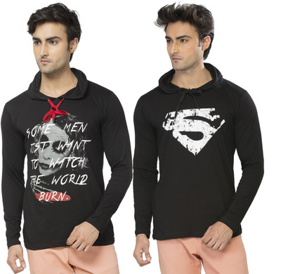 

Alan Jones Printed Men's Hooded Black T-Shirt(Pack of 2