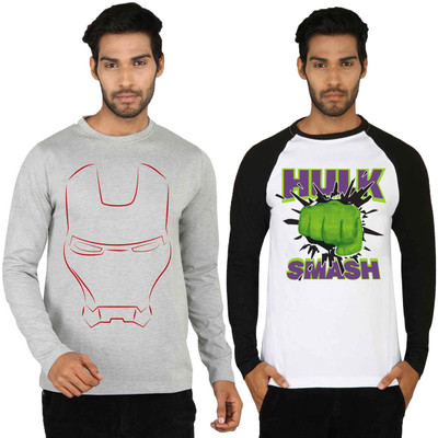

SayItLoud Graphic Print Men's Round Neck Multicolor T-Shirt(Pack of 2, Black;grey;white