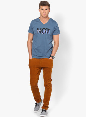 

Jack & Jones Solid Men's V-neck Light Blue T-Shirt, Real teal