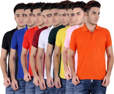 

Sanvi Traders Solid Men Polo Neck Multicolor T-Shirt(Pack of 9