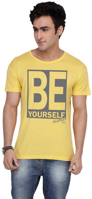 

Inkovy Graphic Print Men' Round Neck Yellow T-Shirt