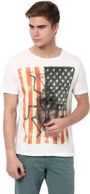

SF Jeans by Pantaloons Graphic Print Men's Round Neck White T-Shirt, Off white