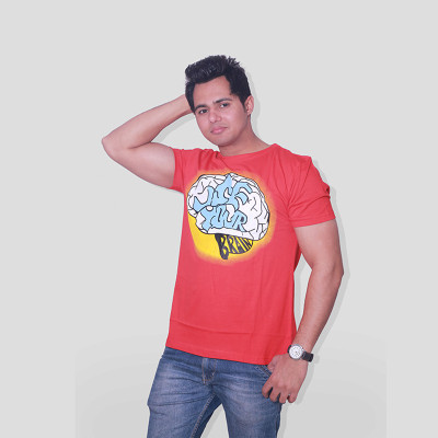 

Aaila Graphic Print Men's Round Neck Red T-Shirt