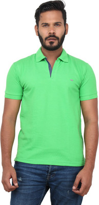 

Got It Solid Men's Flap Collar Neck Green T-Shirt