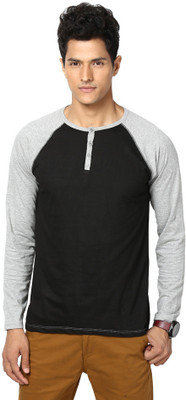 

Unisopent Designs Solid Men' Henley Black, Grey T-Shirt