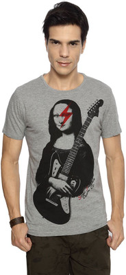 

SF Jeans by Pantaloons Graphic Print Men' Round Neck Grey T-Shirt, Grey melange