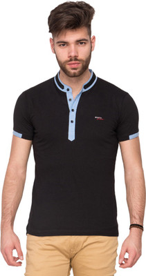

Mufti Solid Men's Henley Black T-Shirt
