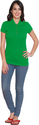 

Sweet Dreams Solid Women's Polo Neck Green T-Shirt