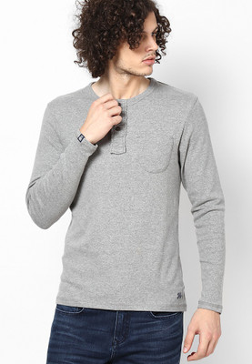 

Jack & Jones Solid Men's Round Neck Grey T-Shirt, Light grey melange