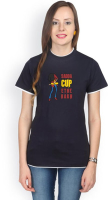 

Campus Sutra Solid Women's Round Neck Dark Blue T-Shirt