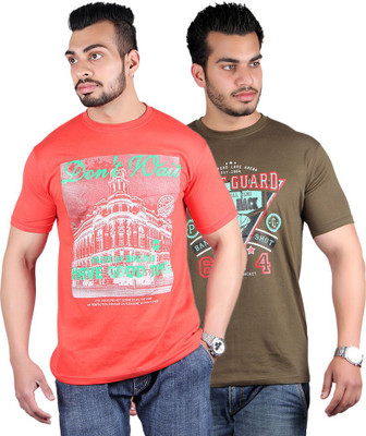 

Shineway Graphic Print Men's Round Neck Multicolor T-Shirt(Pack of 2, Carrot;coffee