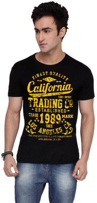 

Inkovy Graphic Print Men' Round Neck Black T-Shirt