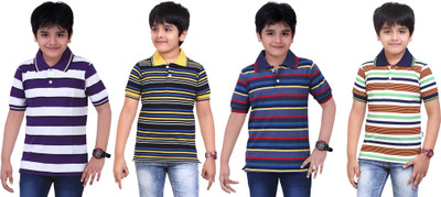

Dongli Boys Striped T Shirt(Multicolor, Pack of 4)