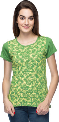 

Style Quotient Graphic Print Women's Round Neck Green T-Shirt