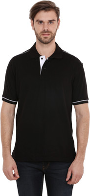

CNMN Solid Men's Polo Neck Black T-Shirt