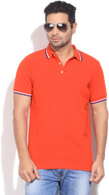 French Connection Solid Men's Polo Neck Red T-Shirt, Racer